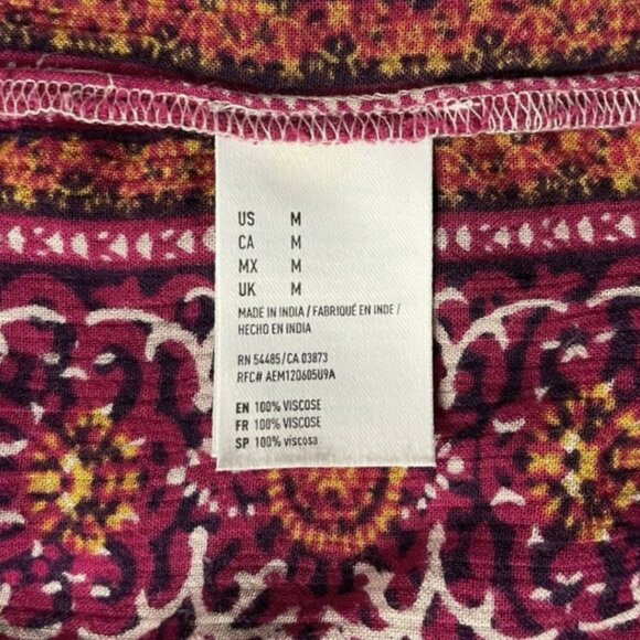 American Eagle Floral Tassel Boho Mini Dress M | AE V-Neck Viscose Peasant Tunic - Picture 9 of 13